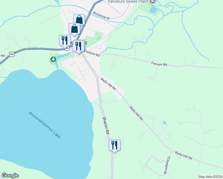 map of restaurants, bars, coffee shops, grocery stores, and more near 33 Wells Hill Road in Salisbury