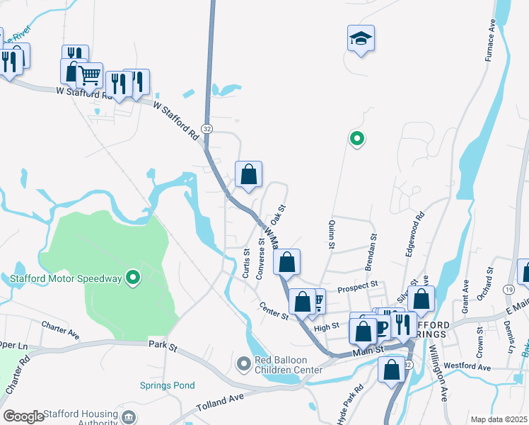 map of restaurants, bars, coffee shops, grocery stores, and more near 17 Stafford Heights in Stafford