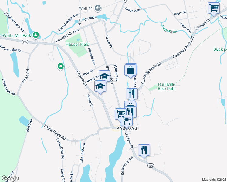 map of restaurants, bars, coffee shops, grocery stores, and more near 152 Sayles Ave in Burrillville