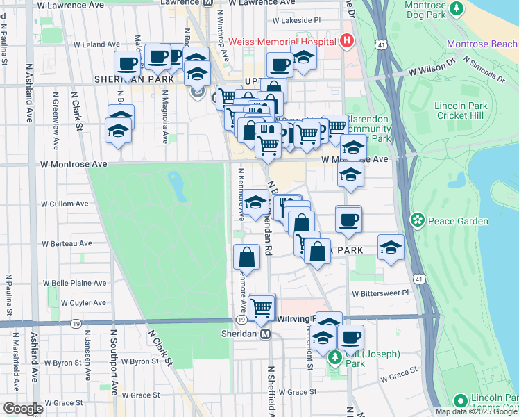 map of restaurants, bars, coffee shops, grocery stores, and more near in Chicago