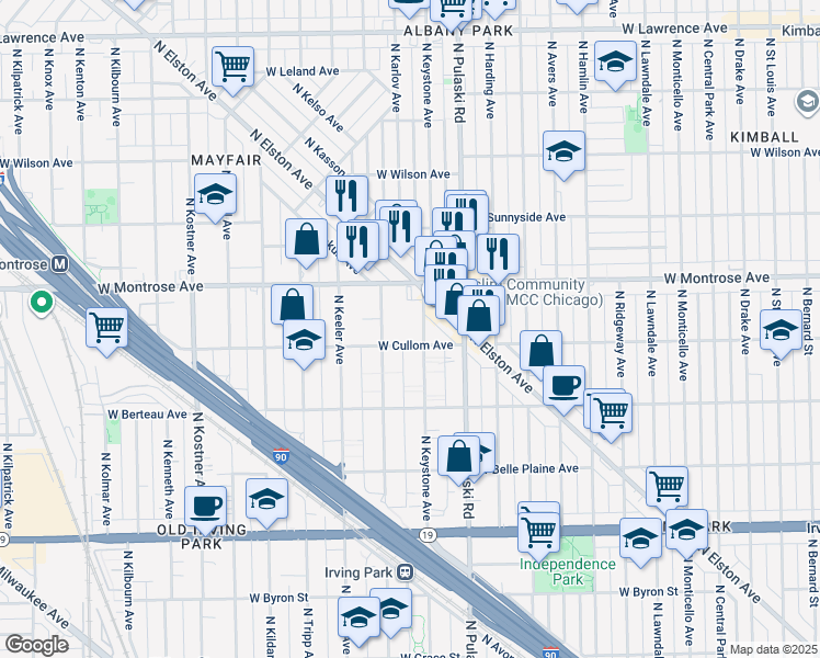 map of restaurants, bars, coffee shops, grocery stores, and more near in Chicago