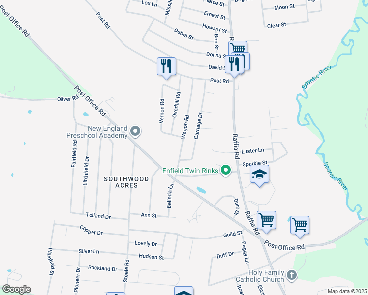 map of restaurants, bars, coffee shops, grocery stores, and more near 31 Wagon Road in Enfield