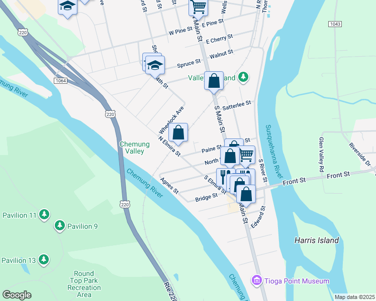 map of restaurants, bars, coffee shops, grocery stores, and more near 126 Paine Street in Athens