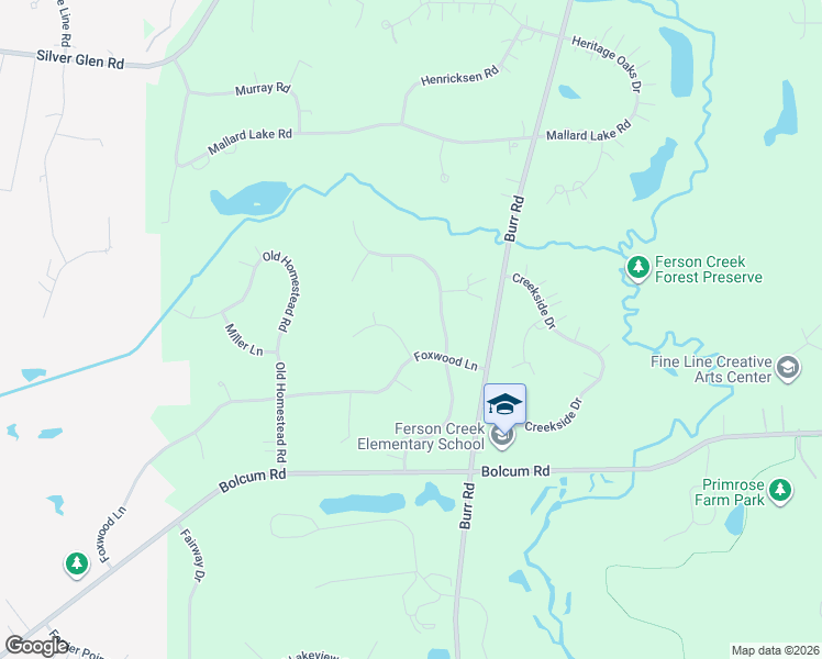 map of restaurants, bars, coffee shops, grocery stores, and more near 38W344 Burr Oak Lane in St. Charles