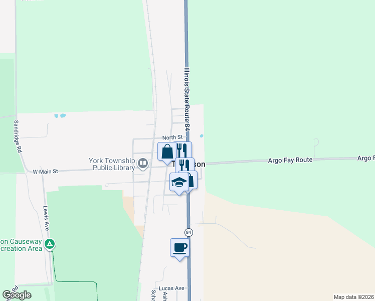 map of restaurants, bars, coffee shops, grocery stores, and more near in Thomson