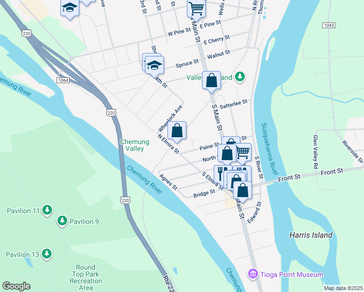 map of restaurants, bars, coffee shops, grocery stores, and more near 126 Paine Street in Athens