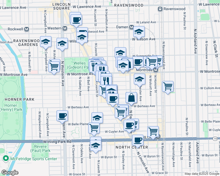 map of restaurants, bars, coffee shops, grocery stores, and more near in Chicago