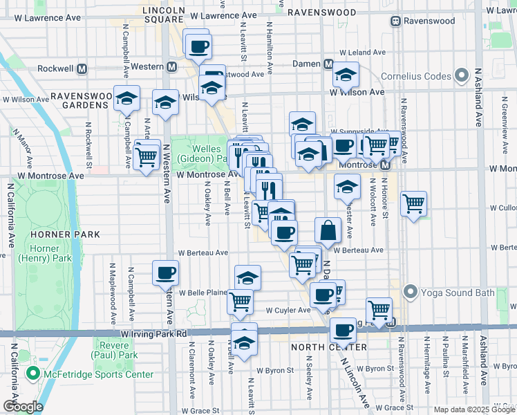 map of restaurants, bars, coffee shops, grocery stores, and more near in Chicago