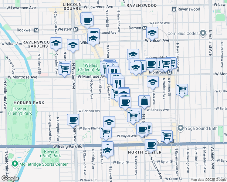 map of restaurants, bars, coffee shops, grocery stores, and more near in Chicago