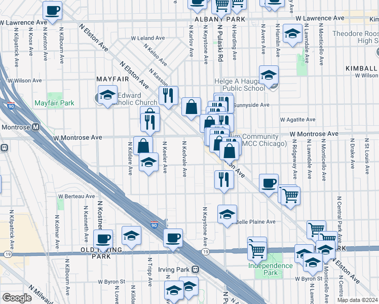 map of restaurants, bars, coffee shops, grocery stores, and more near in Chicago