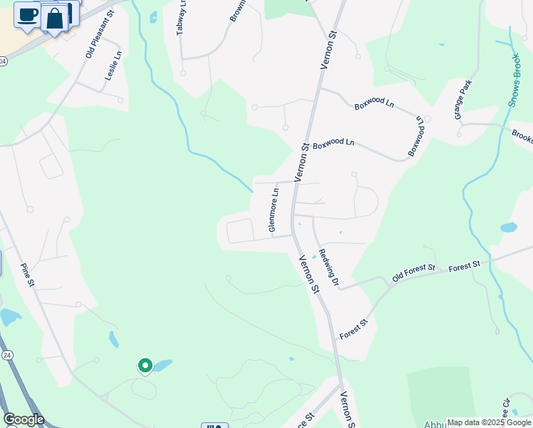 map of restaurants, bars, coffee shops, grocery stores, and more near 15 Glenmore Lane in Bridgewater