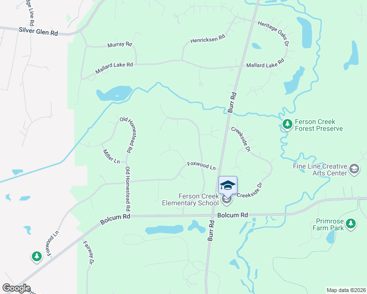 map of restaurants, bars, coffee shops, grocery stores, and more near 38W344 Burr Oak Lane in St. Charles