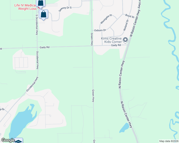 map of restaurants, bars, coffee shops, grocery stores, and more near 4740 Green Highway in Tecumseh