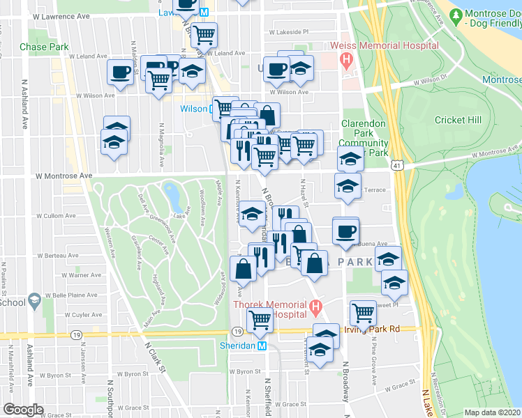 map of restaurants, bars, coffee shops, grocery stores, and more near in Chicago