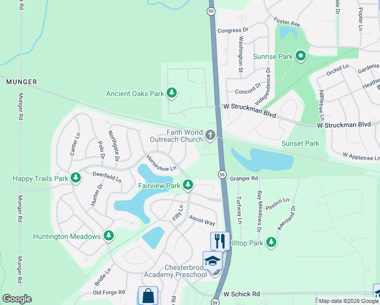 map of restaurants, bars, coffee shops, grocery stores, and more near 1206 Churchill Road in Bartlett