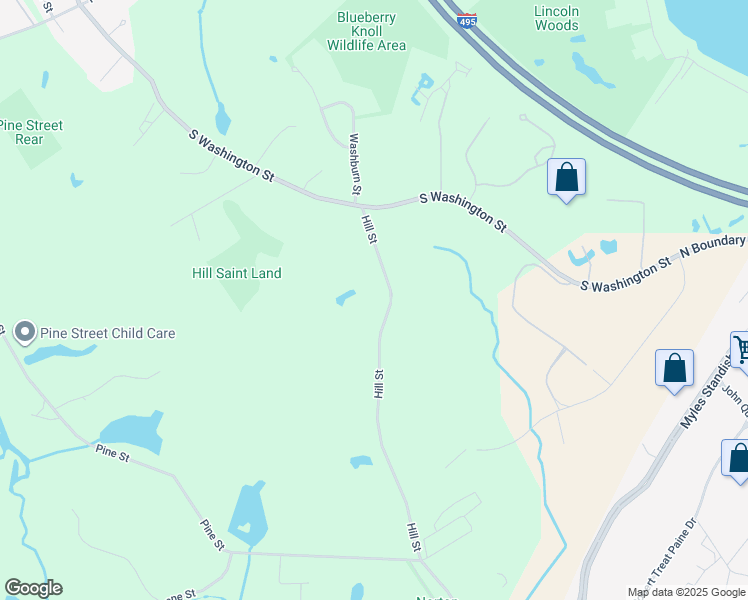 map of restaurants, bars, coffee shops, grocery stores, and more near 21 Hill Street in Norton