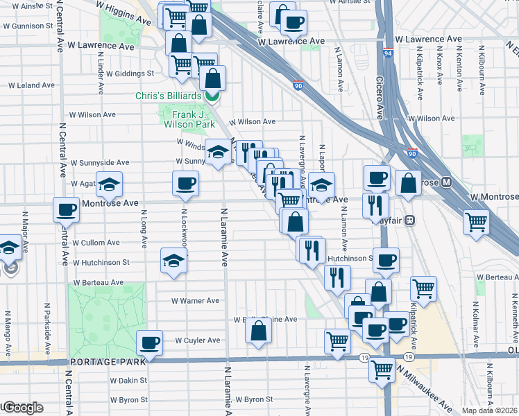 map of restaurants, bars, coffee shops, grocery stores, and more near in Chicago