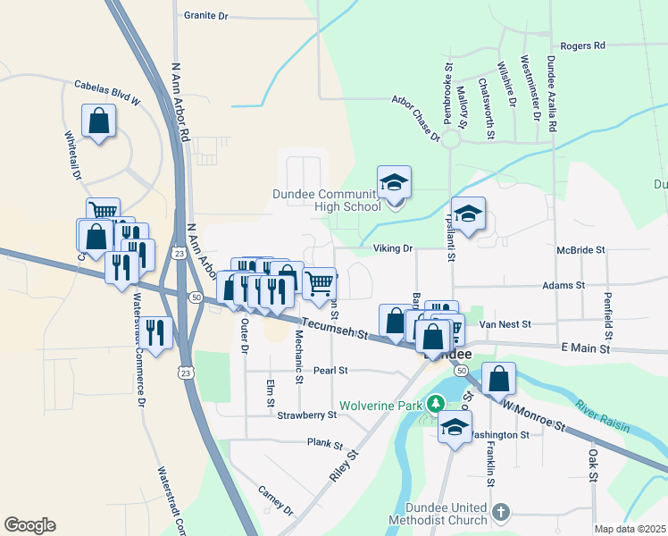 map of restaurants, bars, coffee shops, grocery stores, and more near 461 Rawson Street in Dundee
