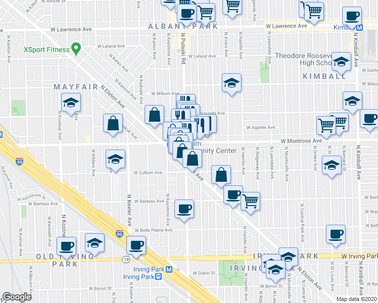 map of restaurants, bars, coffee shops, grocery stores, and more near in Chicago