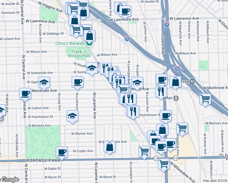 map of restaurants, bars, coffee shops, grocery stores, and more near in Chicago