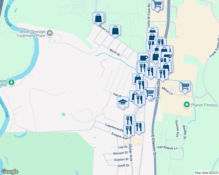 map of restaurants, bars, coffee shops, grocery stores, and more near 1019 Pine Place in Kingston