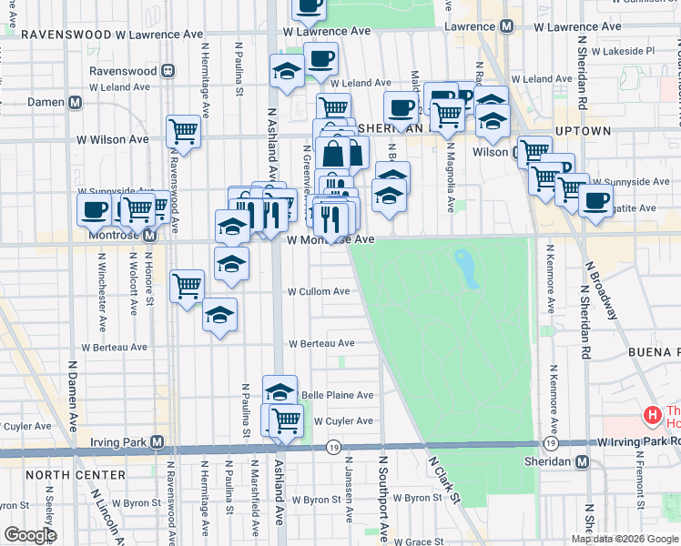 map of restaurants, bars, coffee shops, grocery stores, and more near in Chicago