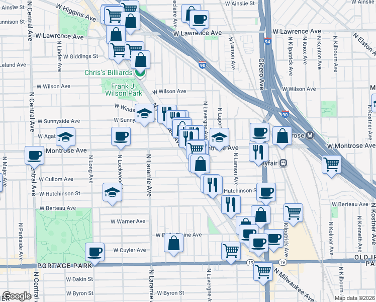 map of restaurants, bars, coffee shops, grocery stores, and more near in Chicago