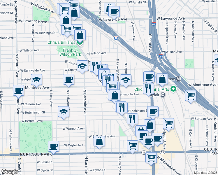 map of restaurants, bars, coffee shops, grocery stores, and more near in Chicago