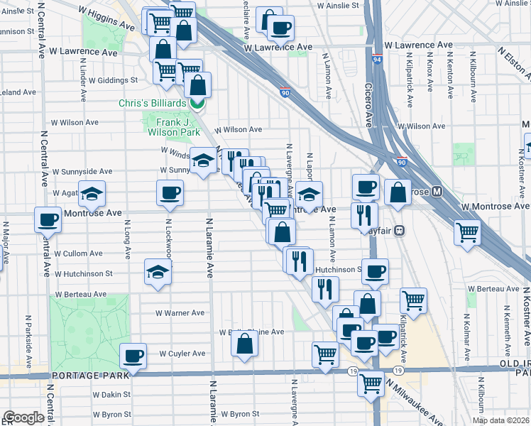 map of restaurants, bars, coffee shops, grocery stores, and more near in Chicago