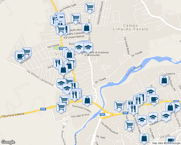 map of restaurants, bars, coffee shops, grocery stores, and more near 184 Via Giuseppe Garibaldi in Villanova