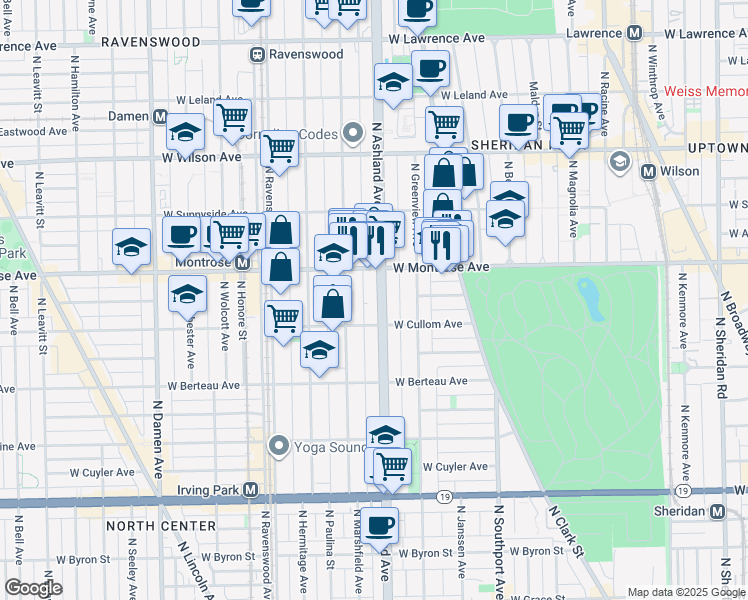 map of restaurants, bars, coffee shops, grocery stores, and more near in Chicago