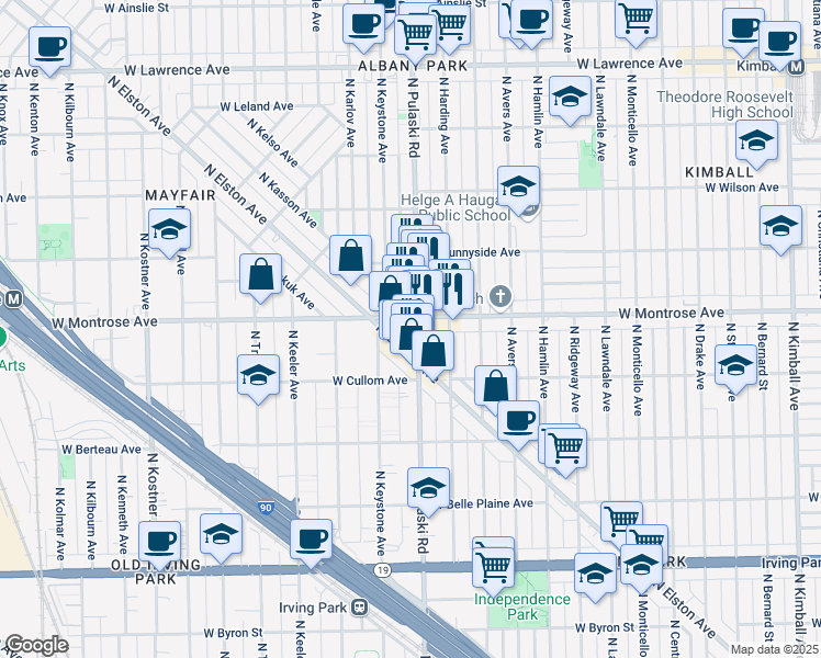 map of restaurants, bars, coffee shops, grocery stores, and more near in Chicago