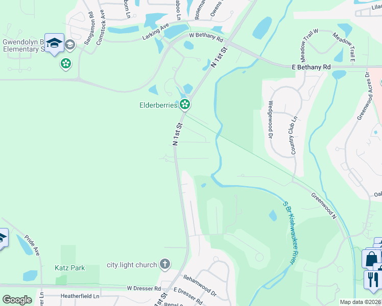 map of restaurants, bars, coffee shops, grocery stores, and more near 104 Manor Drive in DeKalb