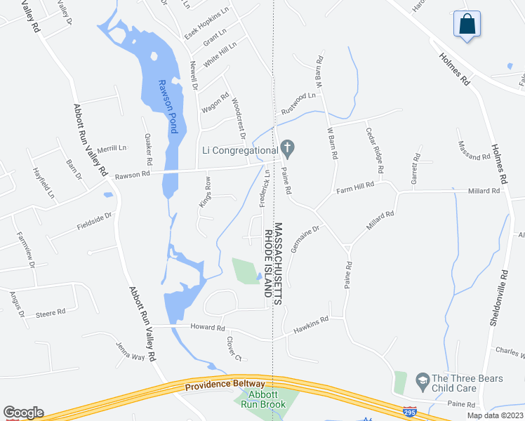 map of restaurants, bars, coffee shops, grocery stores, and more near 8 Frederick Lane in Cumberland