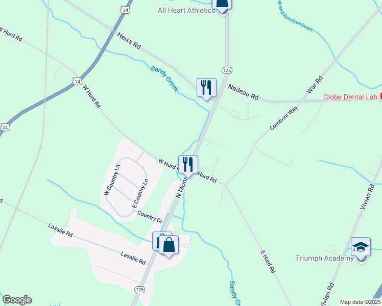 map of restaurants, bars, coffee shops, grocery stores, and more near 3140 North Monroe Street in Monroe