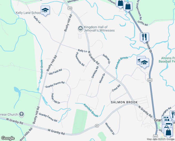 map of restaurants, bars, coffee shops, grocery stores, and more near 11 Deerwood Drive in Granby