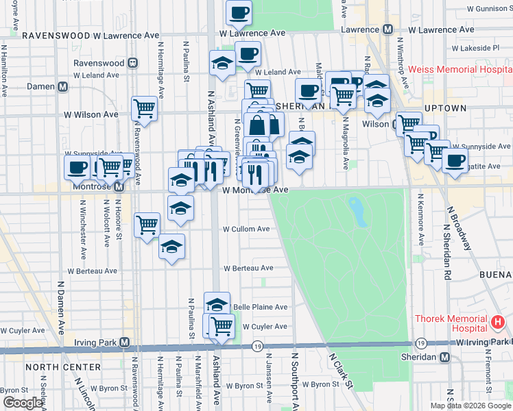 map of restaurants, bars, coffee shops, grocery stores, and more near in Chicago