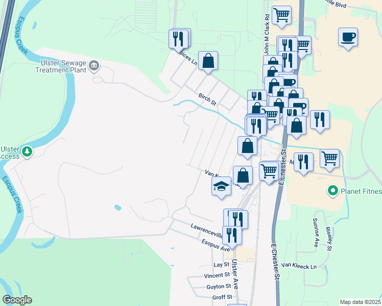 map of restaurants, bars, coffee shops, grocery stores, and more near 1019 Pine Pl in Kingston