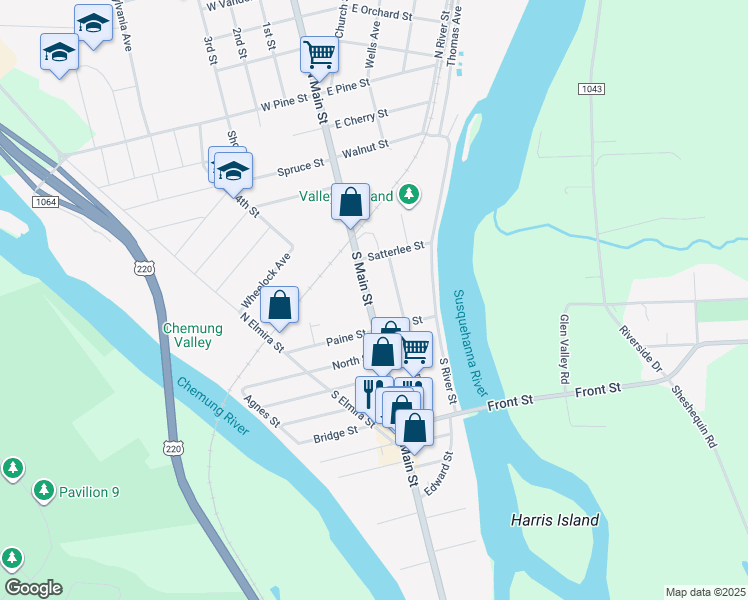 map of restaurants, bars, coffee shops, grocery stores, and more near 115 South Main Street in Athens