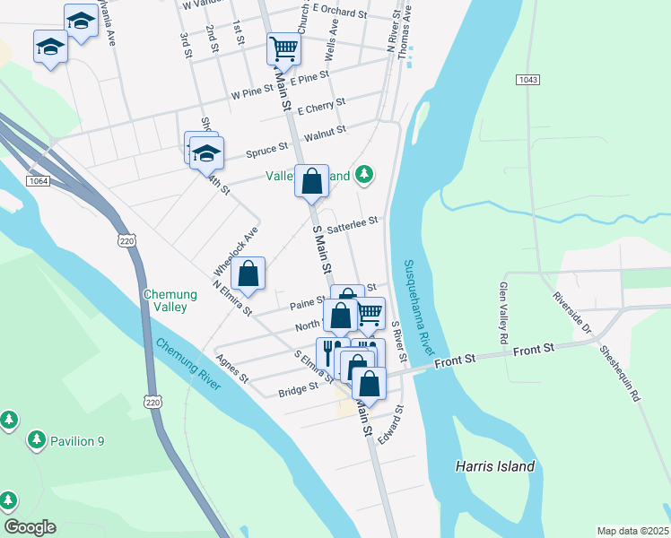 map of restaurants, bars, coffee shops, grocery stores, and more near 115 South Main Street in Athens