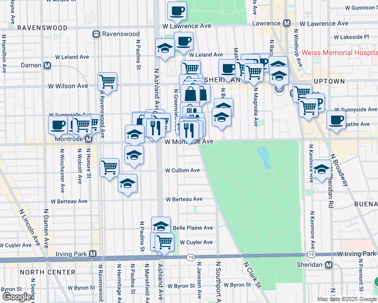 map of restaurants, bars, coffee shops, grocery stores, and more near in Chicago