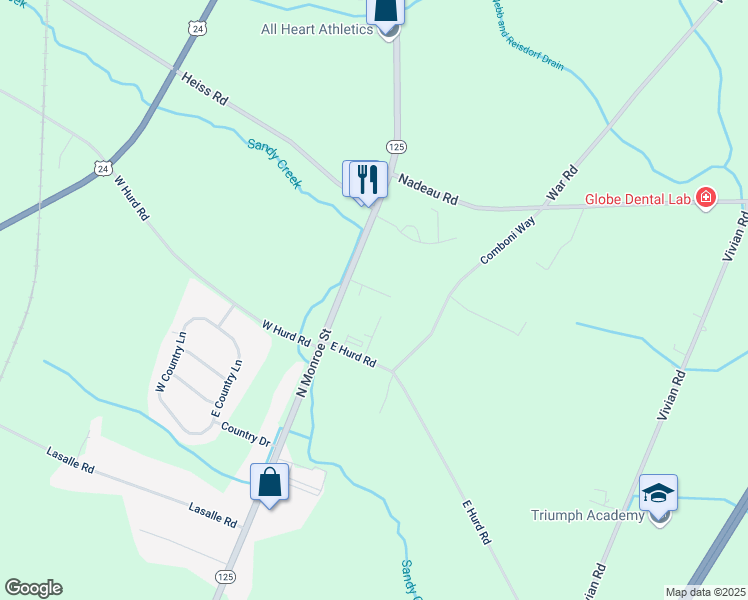 map of restaurants, bars, coffee shops, grocery stores, and more near 3170 North Monroe Street in Monroe
