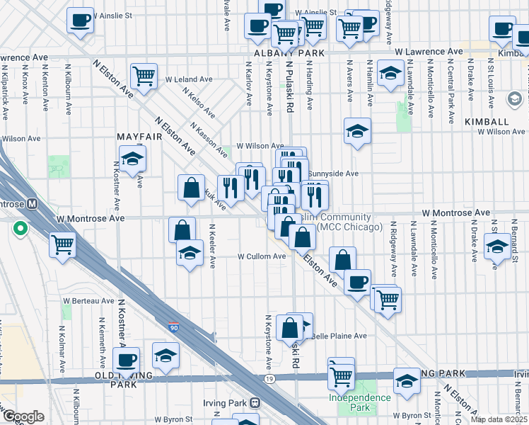 map of restaurants, bars, coffee shops, grocery stores, and more near in Chicago