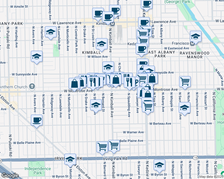 map of restaurants, bars, coffee shops, grocery stores, and more near in Chicago