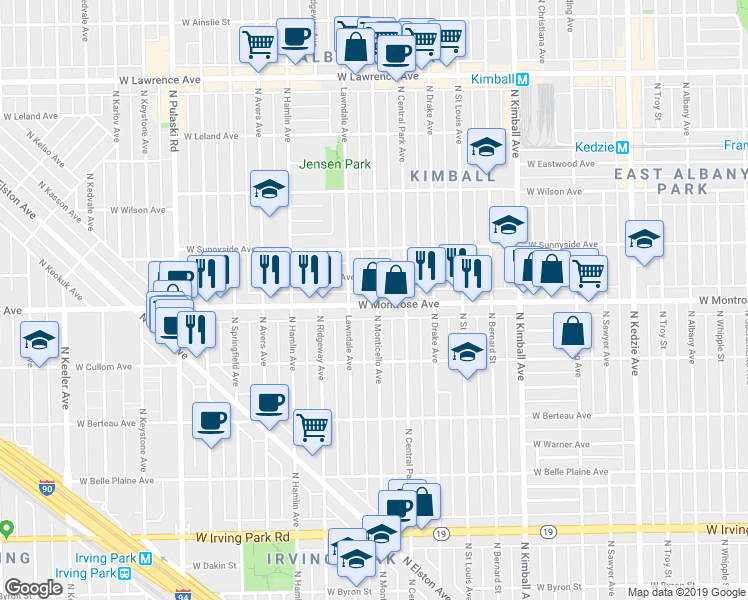 map of restaurants, bars, coffee shops, grocery stores, and more near in Chicago