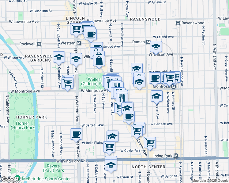 map of restaurants, bars, coffee shops, grocery stores, and more near in Chicago