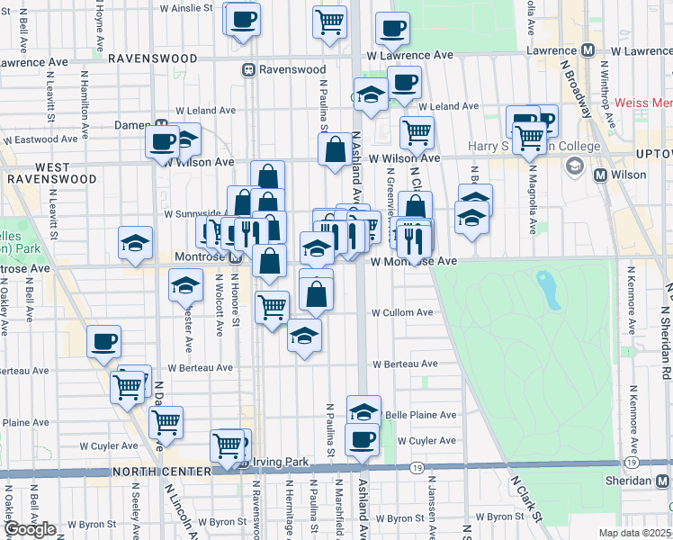 map of restaurants, bars, coffee shops, grocery stores, and more near in Chicago