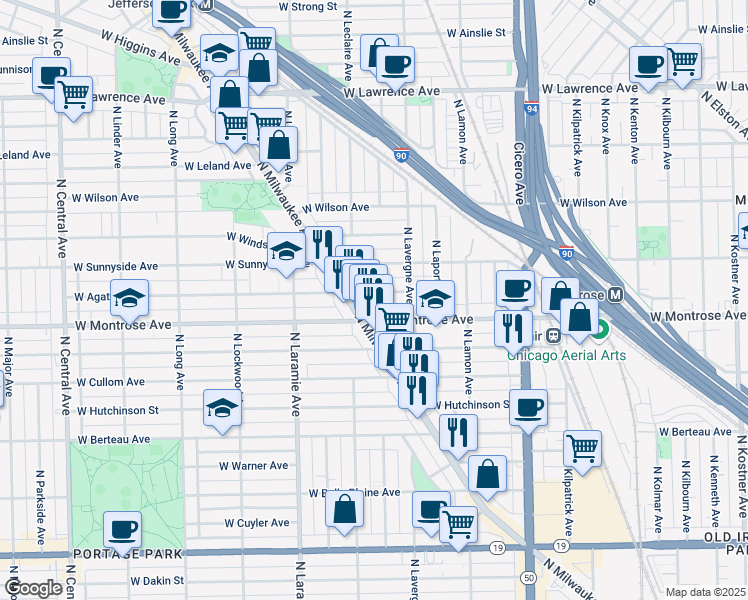 map of restaurants, bars, coffee shops, grocery stores, and more near in Chicago