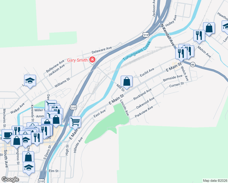 map of restaurants, bars, coffee shops, grocery stores, and more near 2-42 York Street in Bradford