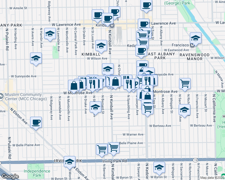map of restaurants, bars, coffee shops, grocery stores, and more near in Chicago